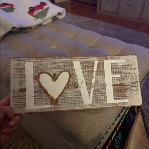 Rustic Love Wall Sign - White and Brown